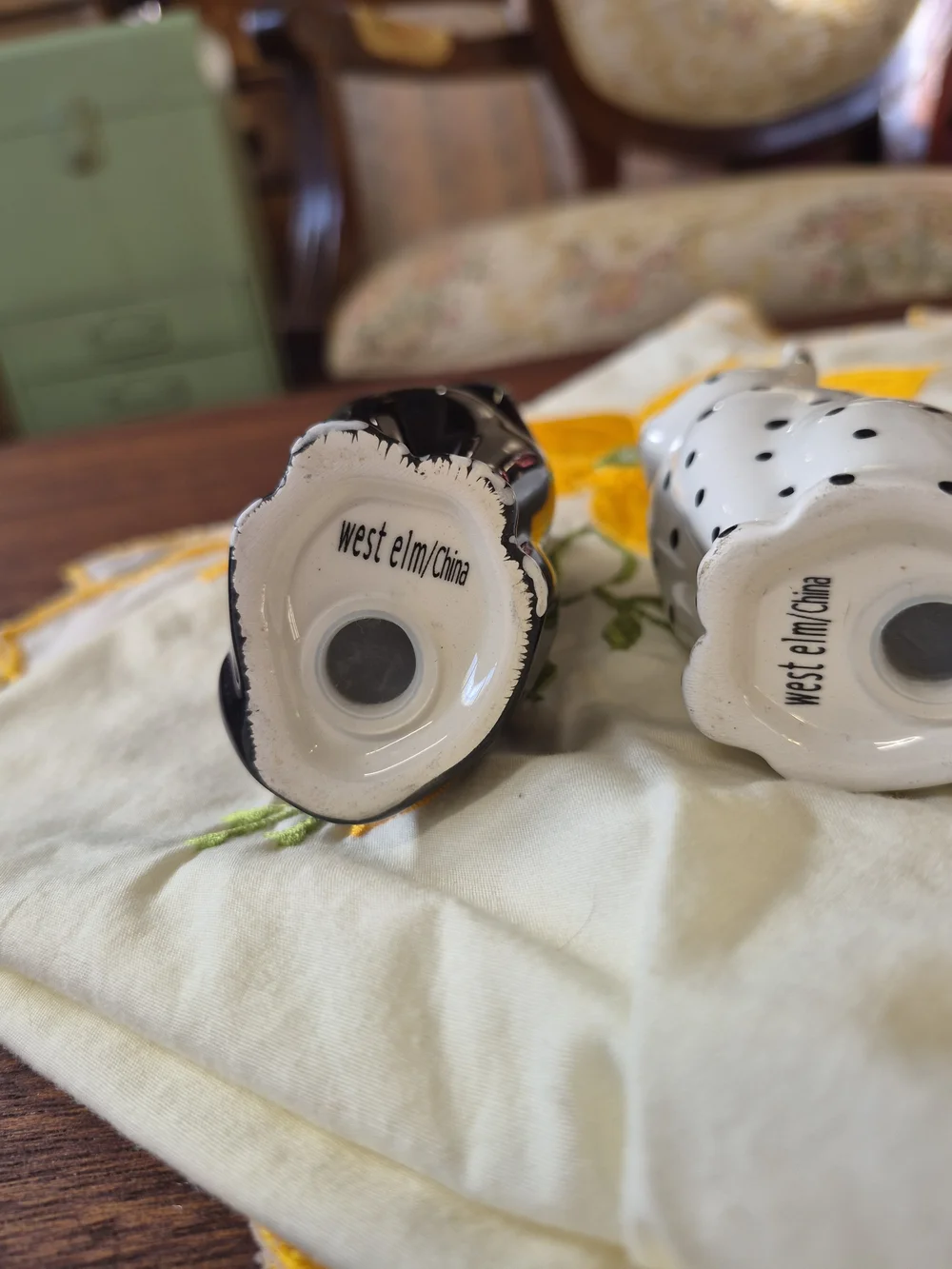 West Elm Black and White Cat Salt & Pepper Shakers